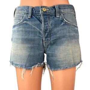 Vince Blue Distressed Mid Rise Medium Wash Raw Hem Cut Off Denim Jeans Shorts 27